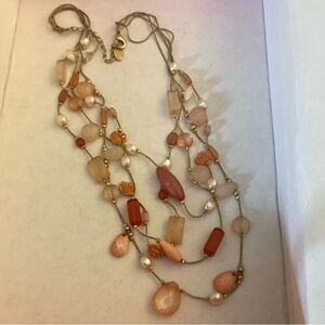 Elegant Multi-Strand Pink and Gold Necklace Carolina Herrara